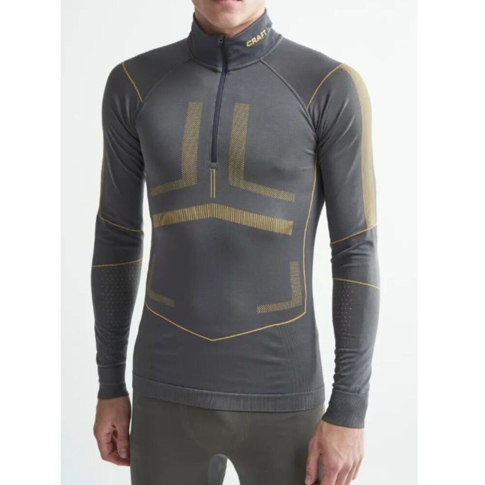 EUC CRAFT Active Intensity 1/4 Zip Base layer Long Sleeves Granite-Amber Size M